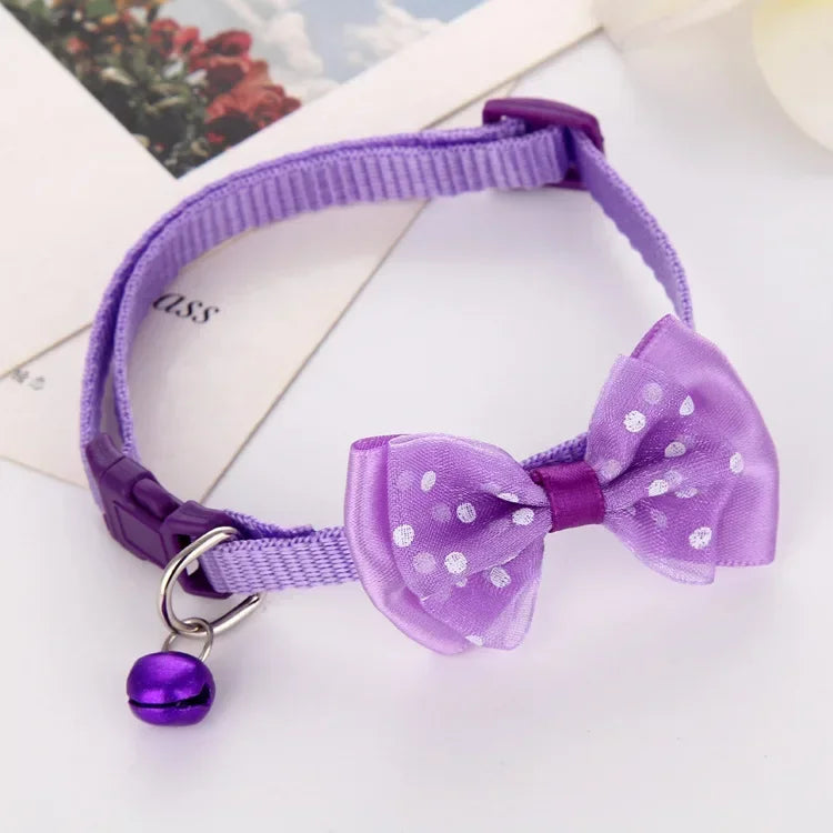 Adjustable Pet Collar with Cute Bow & Bell