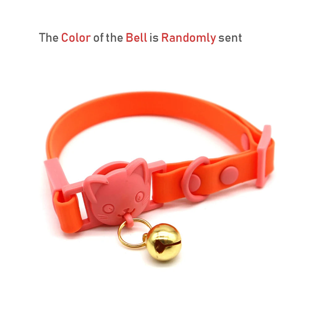 Adjustable Cartoon Design with Bell Waterproof PVC Cat Collar