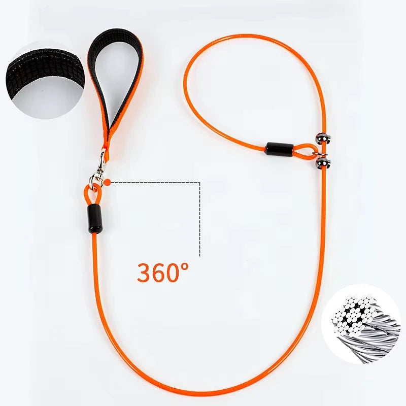 Adjustable Walking & Training Steel Wire P Chain Dog Leash