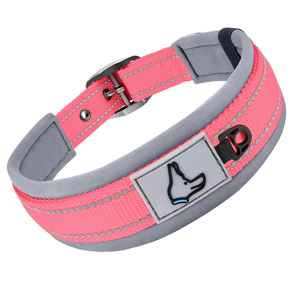 Adjustable Heavy-Duty Nylon Neoprene Padded Reflective Dog Collar