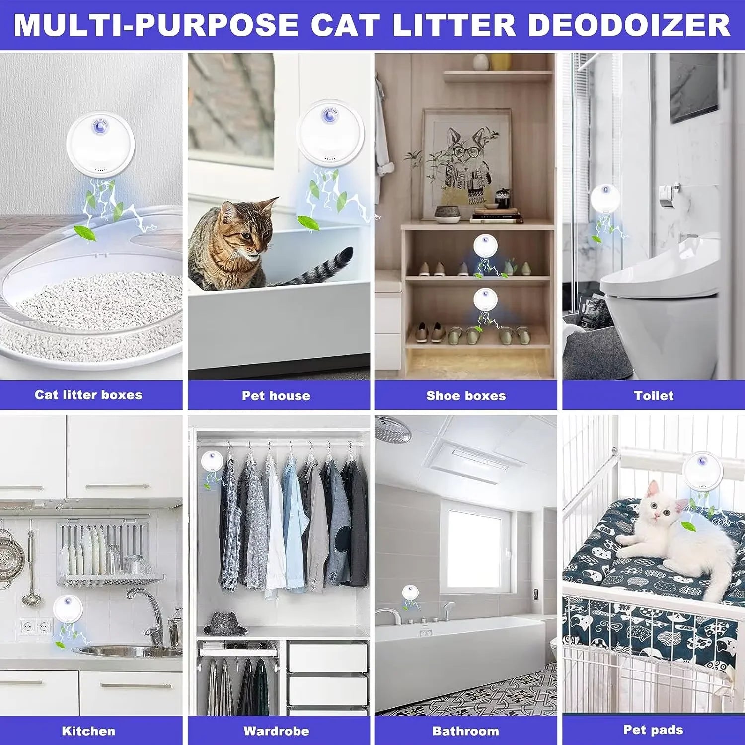 Smart Cat Odor Purifier Litter Box Deodorizer Replacement for Pets