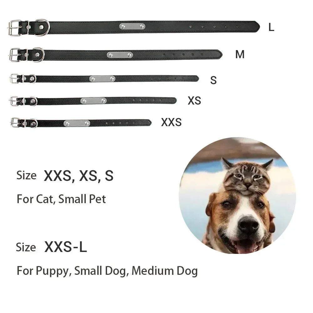 Anti-Lost Design Personalized PU Leather Dog Collar