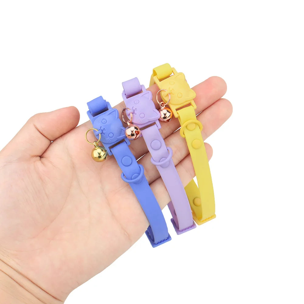 Adjustable Candy Color Kitten Waterproof PVC Cat Collar