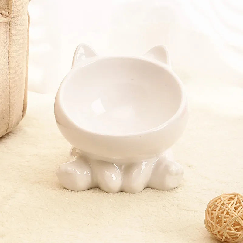 High-Foot Ceramic Pet Bowl Protects Cervical Spine