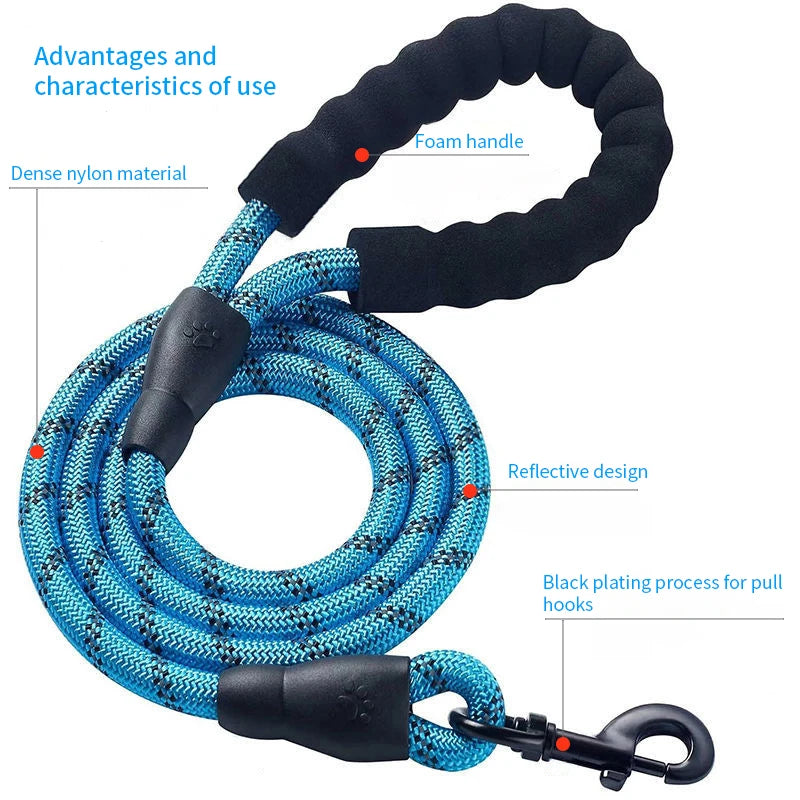 Heavy-Duty Pull & Tow Lead 150cm Reflective Dog Leash