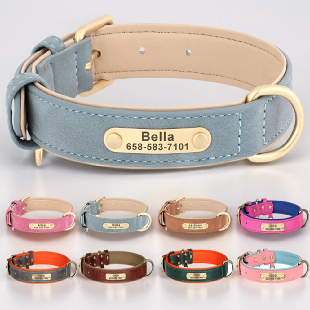 Personalized Custom Engraved PU Leather Dog Collar