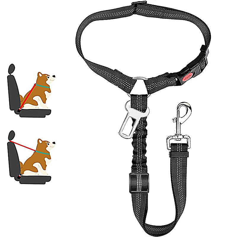 2-in-1 Adjustable Dog Harness Leash & Car Seat Belt