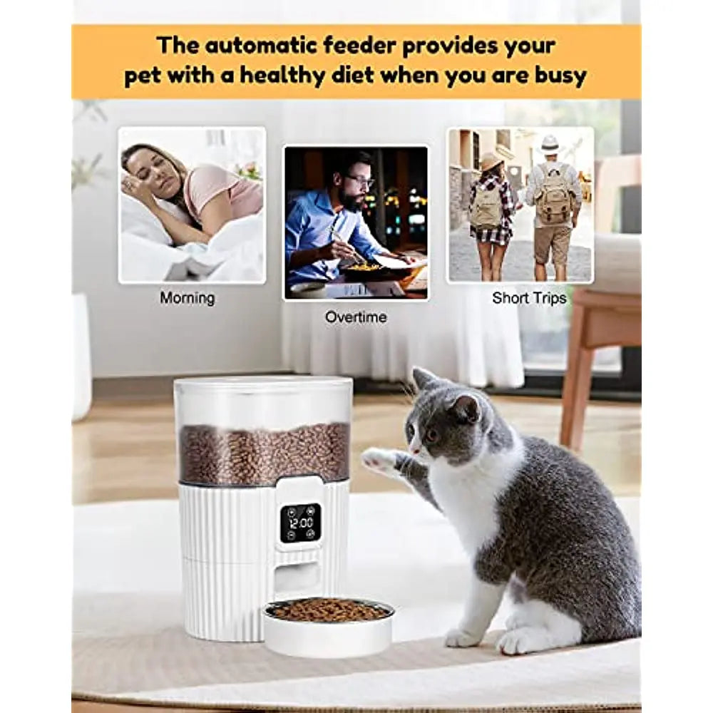 Smart Automatic Pet Feeder Timer, Stainless Steel for Cats & Dogs