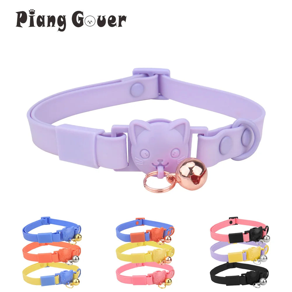 Adjustable Candy Color Kitten Waterproof PVC Cat Collar