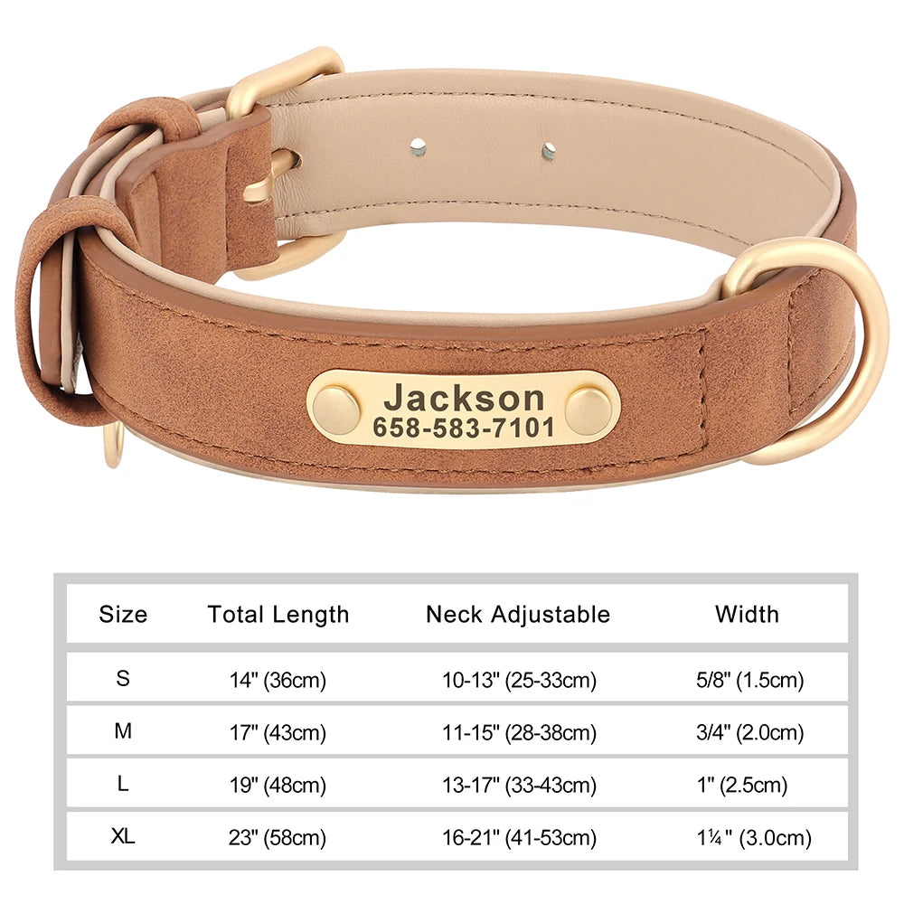 Personalized Custom Engraved PU Leather Dog Collar