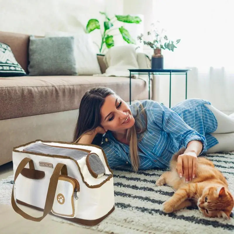 Sturdy Pet Carrier Well-Ventilated Travel Bag for Small & Medium Pets