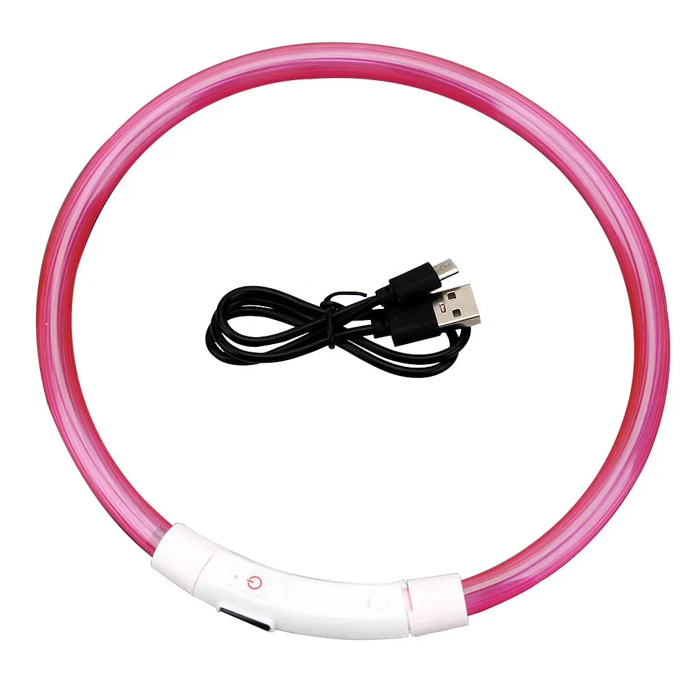LED Light Dog Collar with Detachable USB Rechargeable Glowing Collar