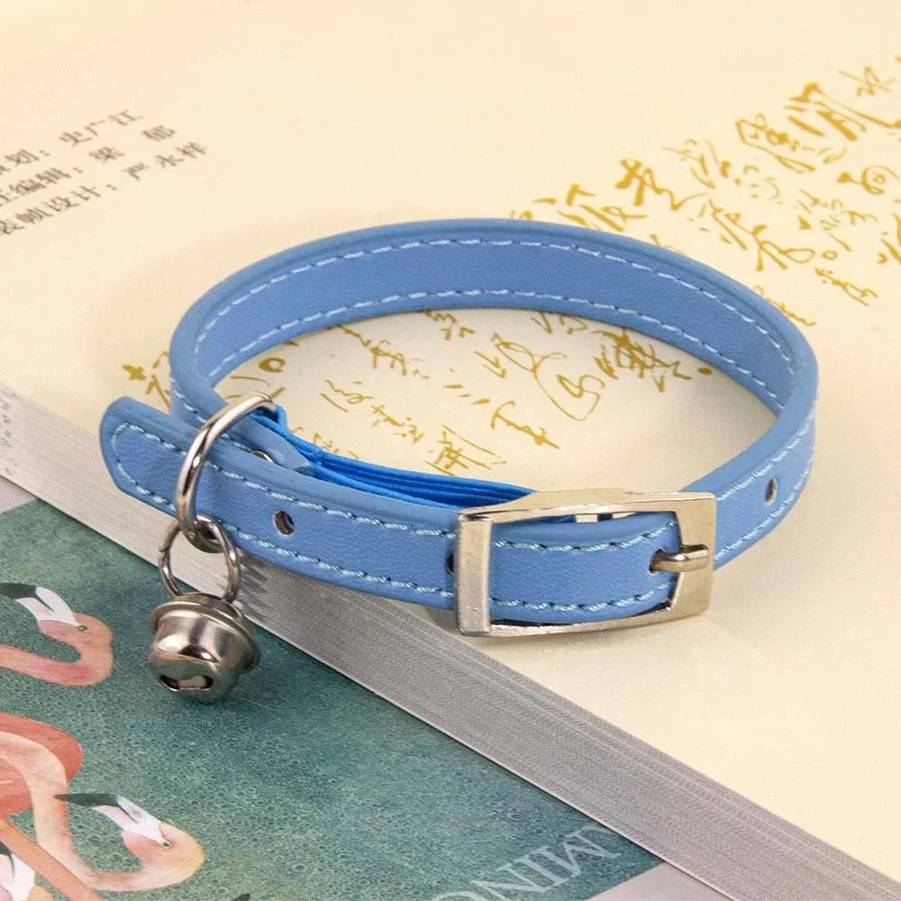 Adjustable Safety Anti-Suffocation Necklace Soft PU Leather Cat Collar
