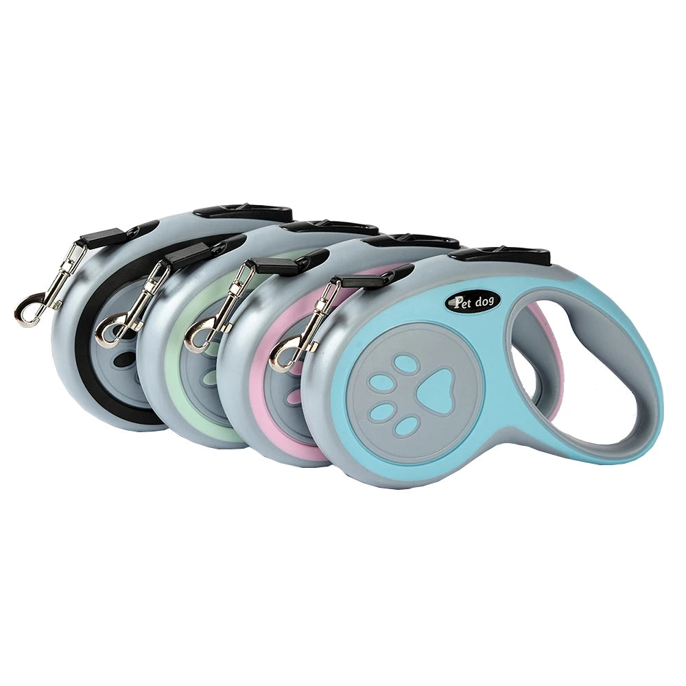 Retractable Nylon Lead 3M/5M Dog Leash with Paw Design