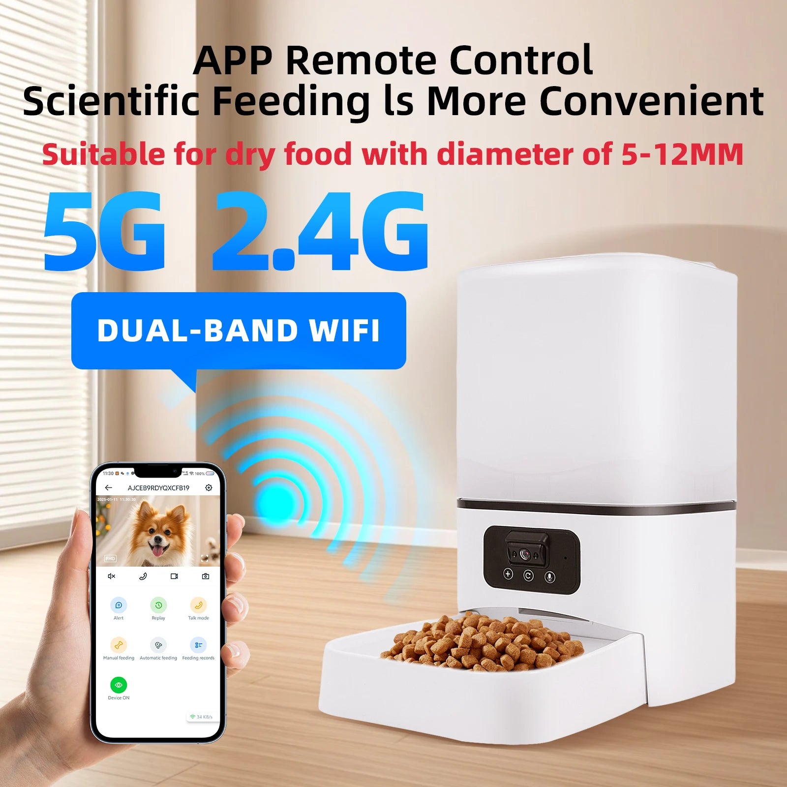 6L Smart Camera Pet Feeder APP Control, Night Vision