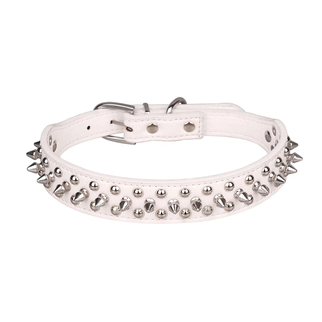 Adjustable PU Leather Rust-Resistant Rivet Dog Collar