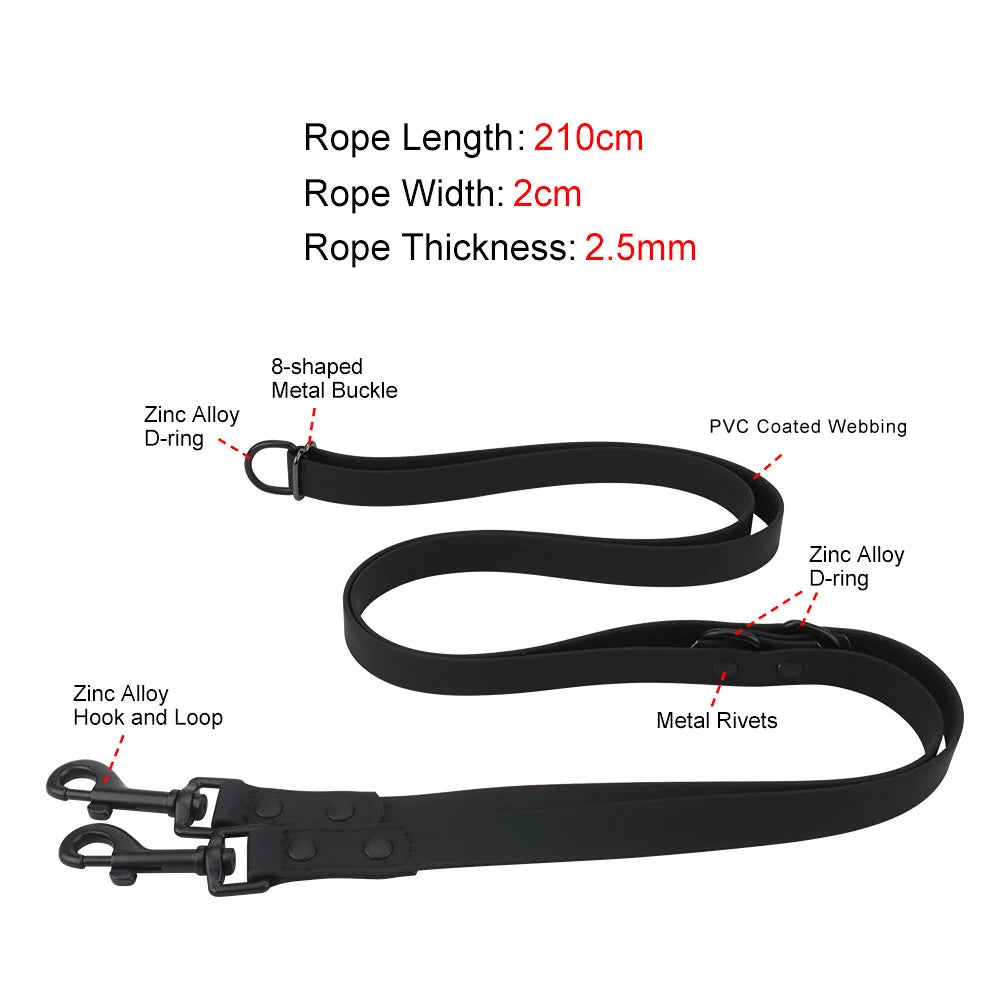 Cross-Body Double-Headed Waterproof PVC Dog Leash