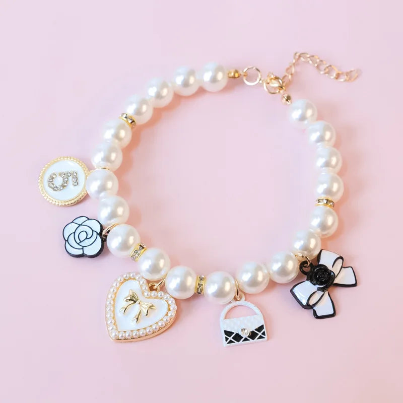 Cute Pet Pearl Collar with Bow Tie