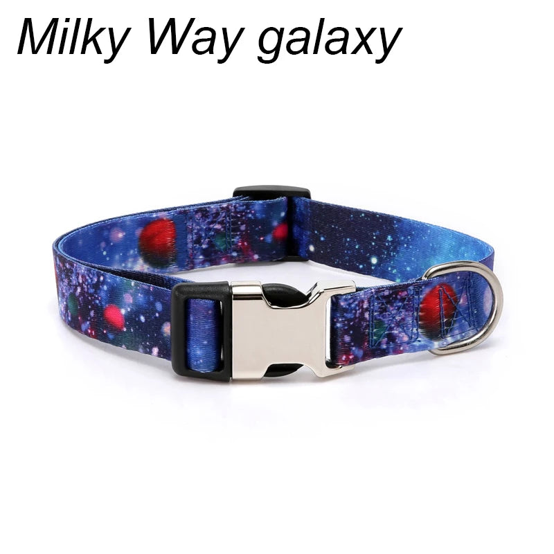 Forest Pattern & National Style Stripes Adjustable Nylon Dog Collar