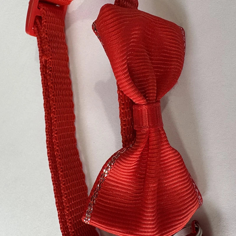 Adjustable Red Bow Bell Pet Collar with Buckle