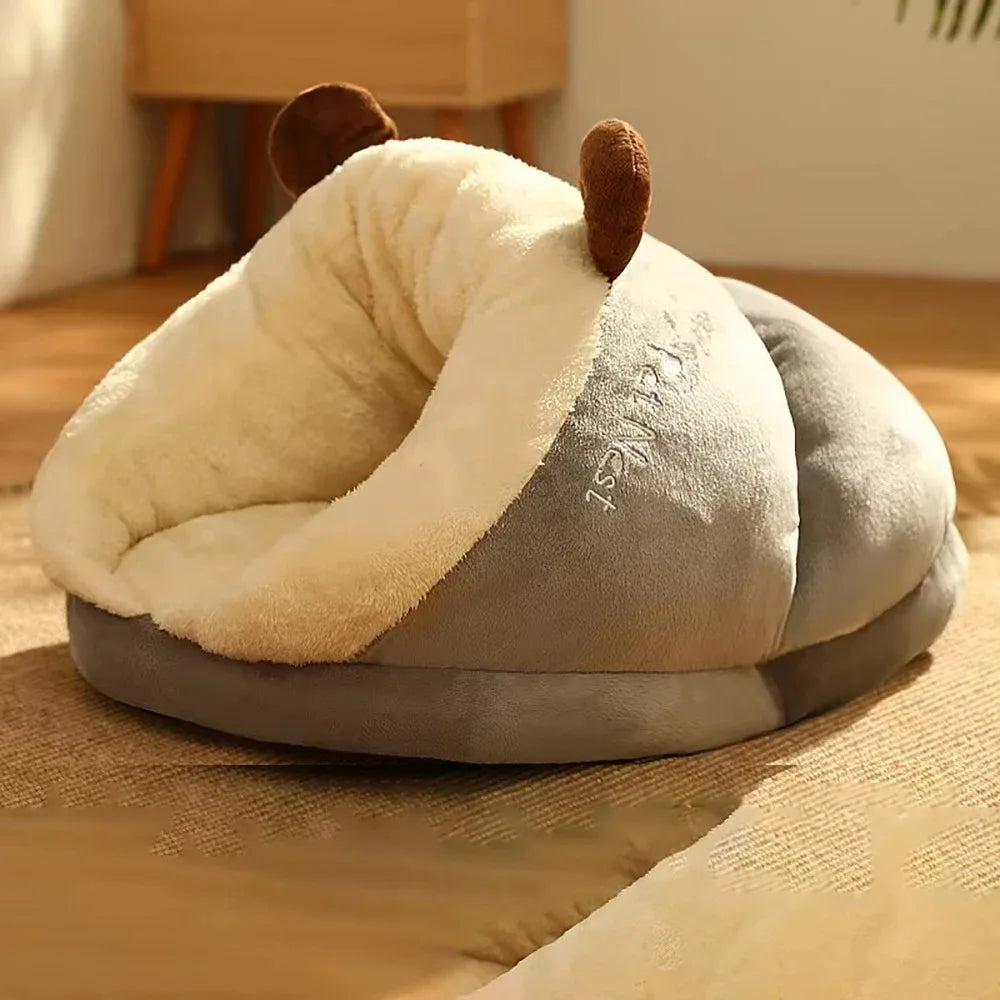 Cozy Slipper-Style Warm, Foldable & Washable House Pet Bed