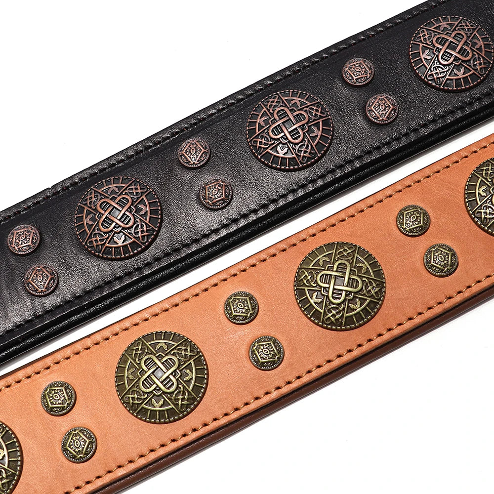 Genuine Leather Spiked Dog Collar for Medium & Large Breeds