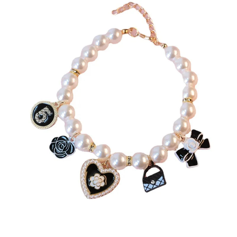 Cute Pet Pearl Collar with Bow Tie