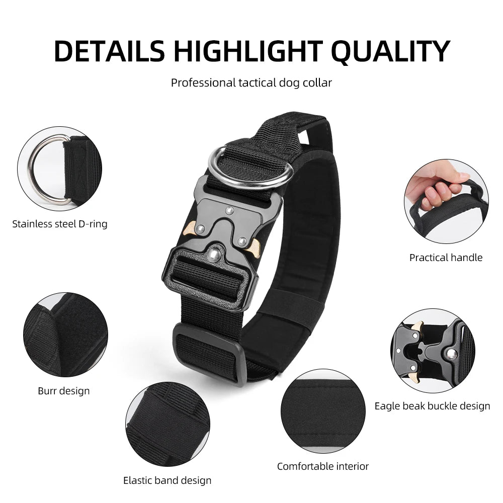 Heavy-Duty Rugged Zinc Alloy Tactical Dog Collar