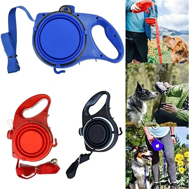 Portable Dog Walking Rope 3-in-1 Pet Leash with Water Bottle