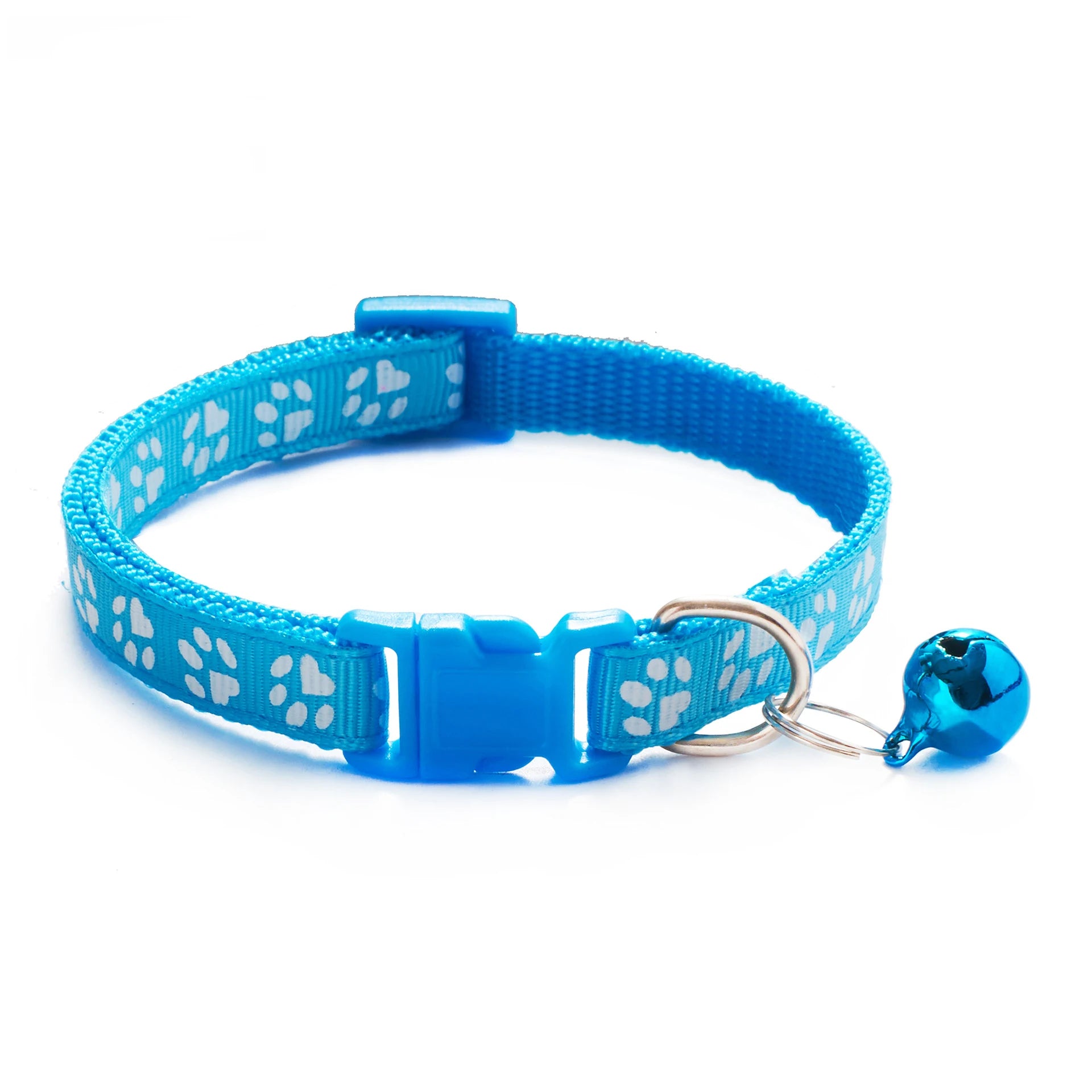 Colorful Pet Collar with Bell Adjustable Cartoon Footprint Design