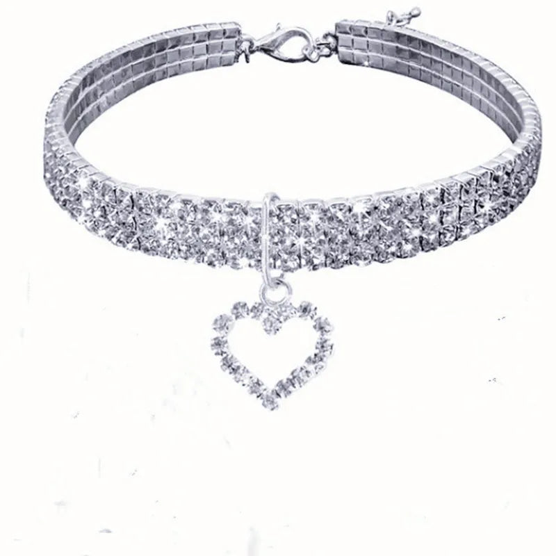 3-Row Elastic Necklace Rhinestone Pet Collar