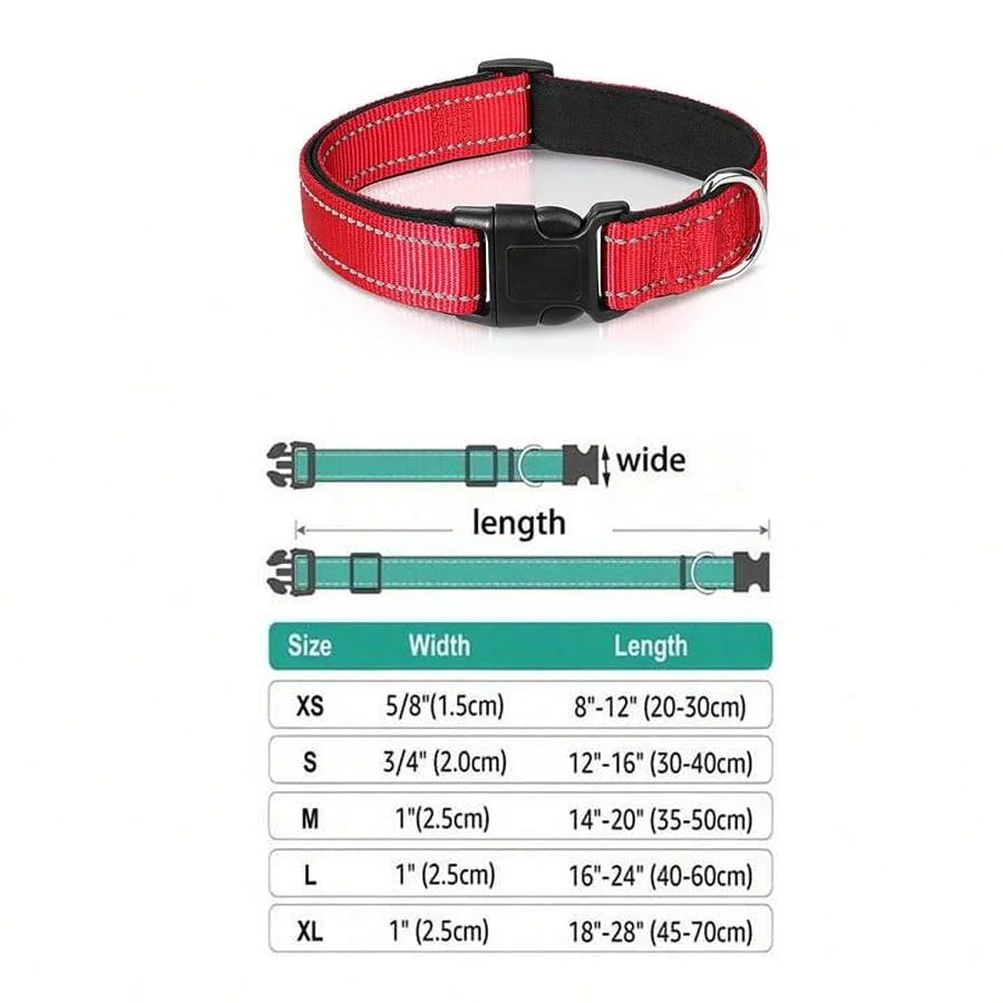 Soft Padded, Breathable Safety Adjustable Reflective Dog Collar