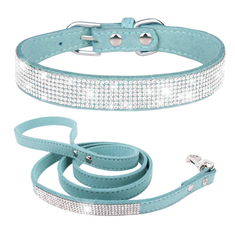 Luxury Rhinestone Dog Collar and Leash Set
