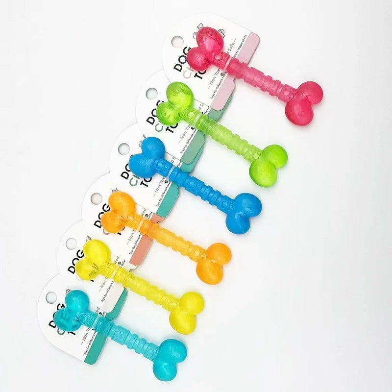 Interactive Rubber Toy Bite-Resistant Bone & Ring for Small Dogs