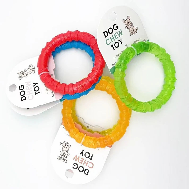 Interactive Rubber Toy Bite-Resistant Bone & Ring for Small Dogs
