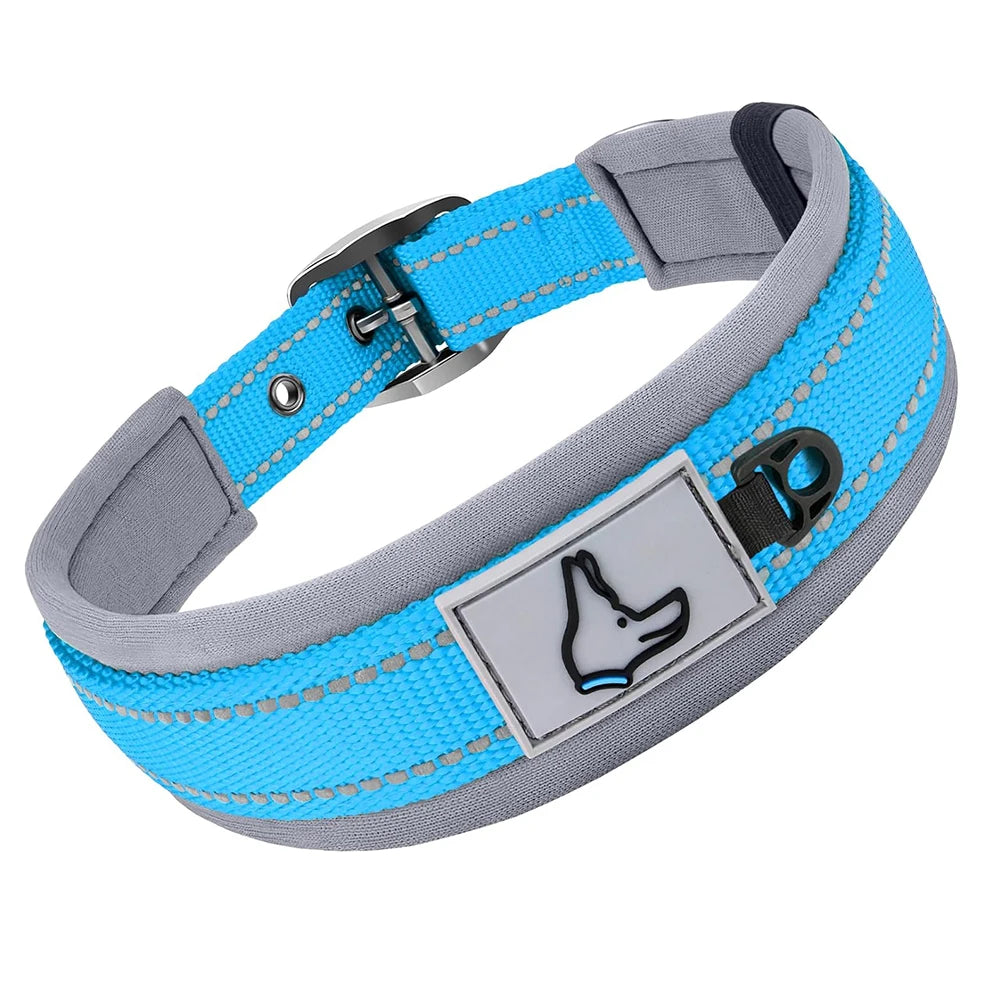 Adjustable Heavy-Duty Nylon Neoprene Padded Reflective Dog Collar