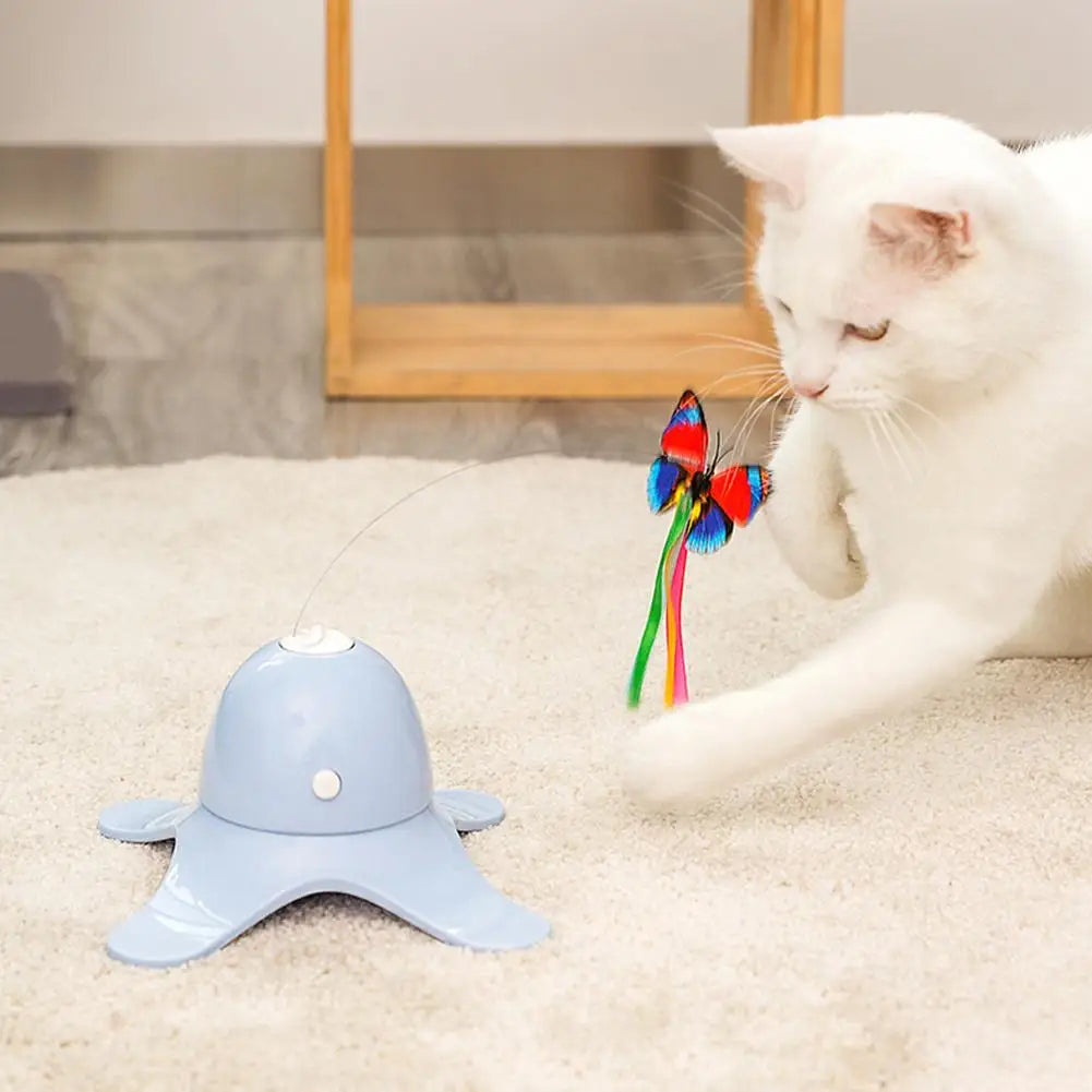 Smart Electronic Cat Toy Rotating Butterfly Stick for Interactive Play