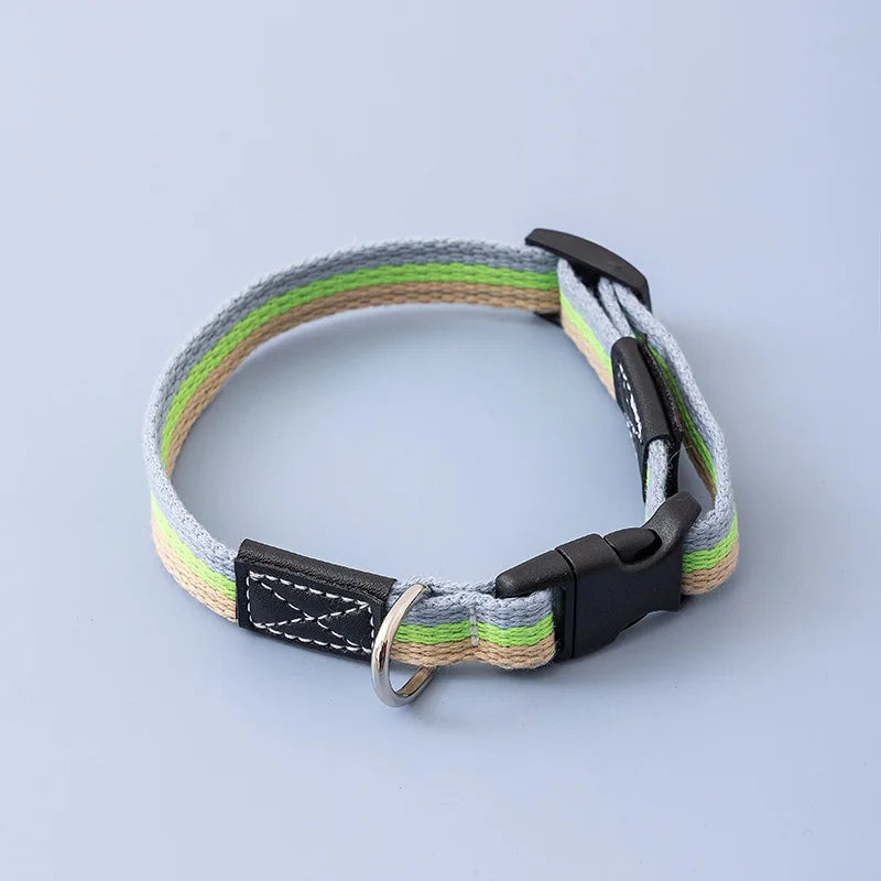 Thickened Color-Blocked Adjustable Canvas Dog Collar