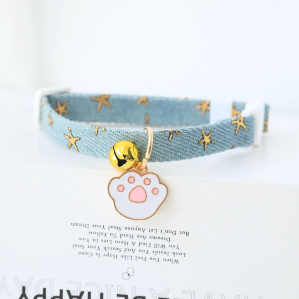 Cute Denim Pet Collar With Bell & Safety Buckle for Cats & Dogs