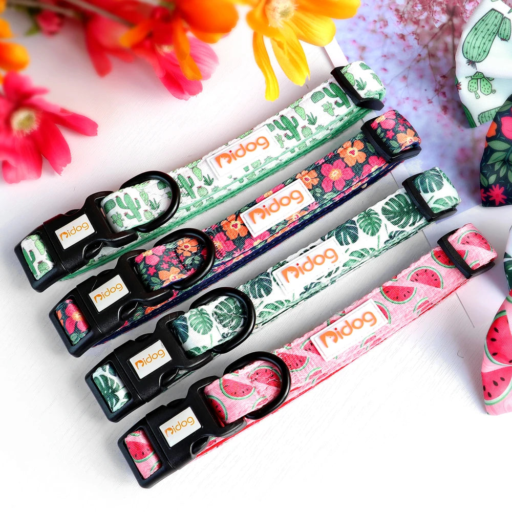 Nylon Puppies Adjustable Flower Print Dog Collar
