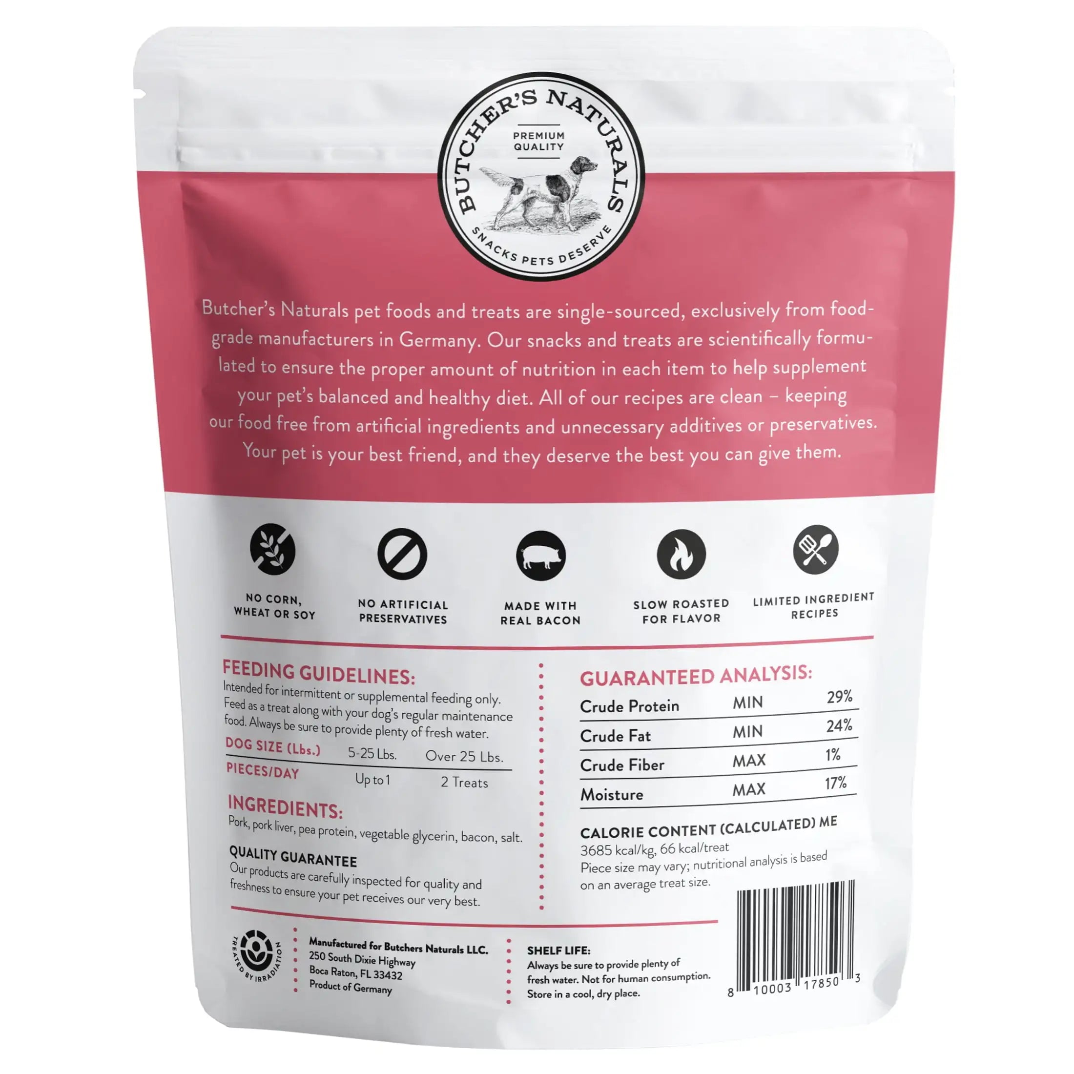 16 OZ Dry Pork & Bacon Jerky Dog Treats