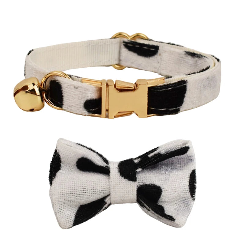 Personalized Adjustable Cat Collar with Bowknot & Bell