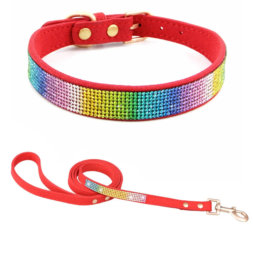 Luxury Rhinestone Dog Collar and Leash Set