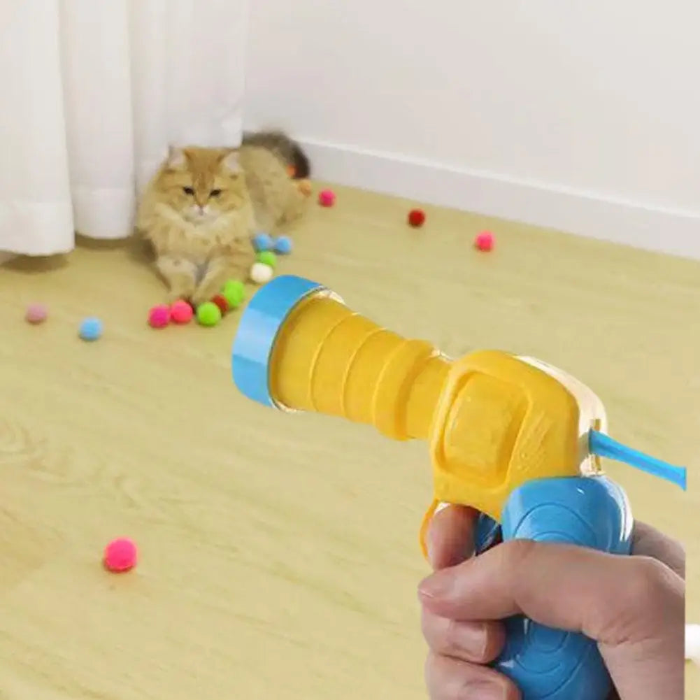 Mini Gun Cat Toy Launch Plush Balls for Interactive Play