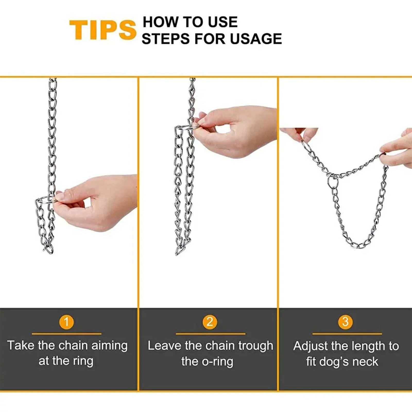 Heavy-Duty Metal Dog Training Choke Chain Collar