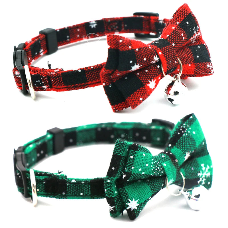 Festive Detachable Christmas Bow Pet Collar
