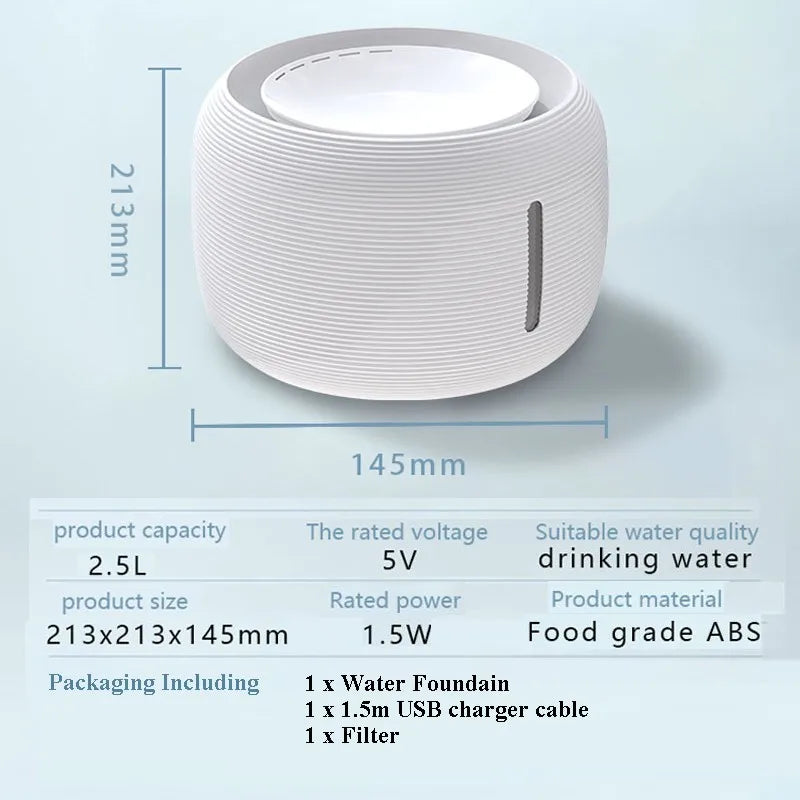 Smart Pet Water Fountain Automatic Sensor, Mute, with Filter