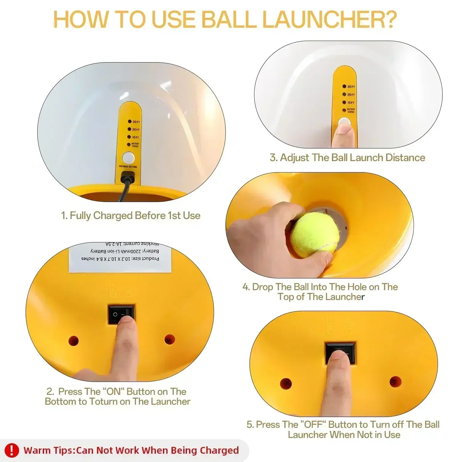 Smart Dog Ball Launcher Adjustable Distance, Indoor/Outdoor Play