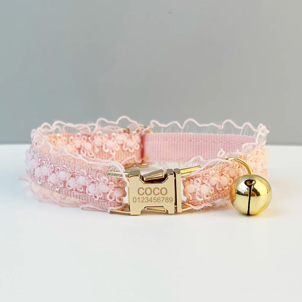 Adjustable Soft Personalized Lace Pet Collar