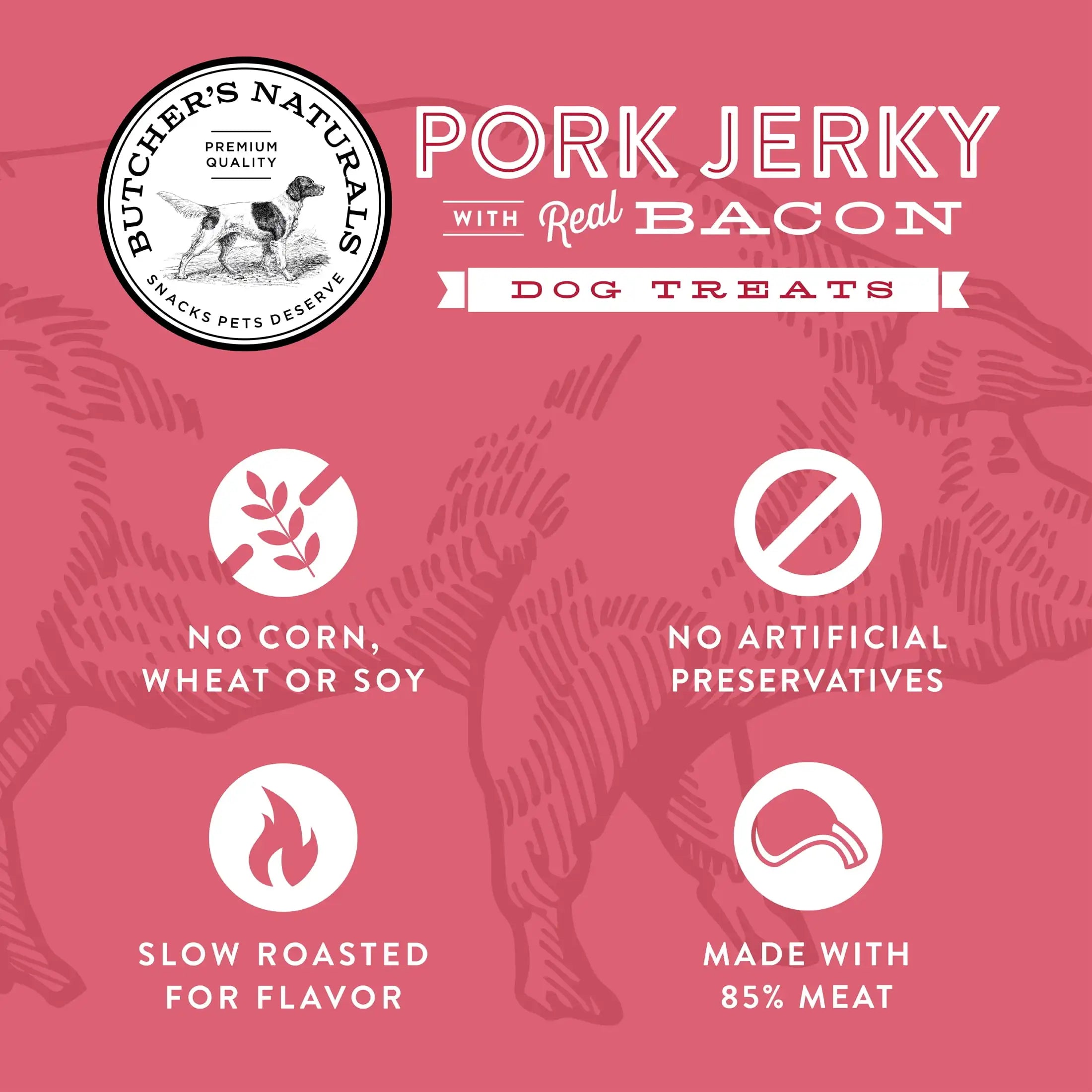 16 OZ Dry Pork & Bacon Jerky Dog Treats